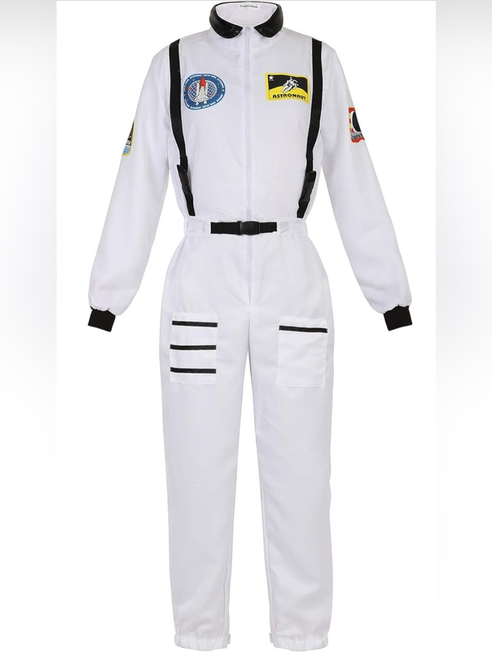 Men's White Astronaut Costume Jumpsuit with Black Trim